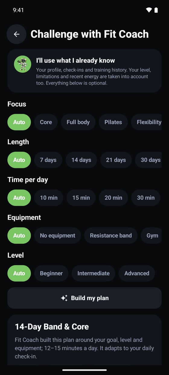 A personal challenge with Fit Coach