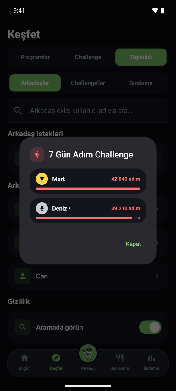 Arkadaşla adım yarışı